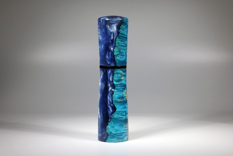 nobleMill® Pfeffermühle Eschenahorn Maser blau Hybridwood