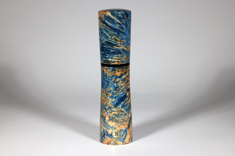 nobleMill® Pfeffermühle Eschenahorn Maser, blau stabilisiert